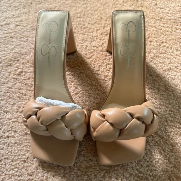Jessica Simpson Sassia Nude Braided Heel Sandals - Picture 2 of 4